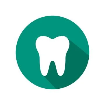 Tooth icon on green background. Vector illustration. イラスト素材