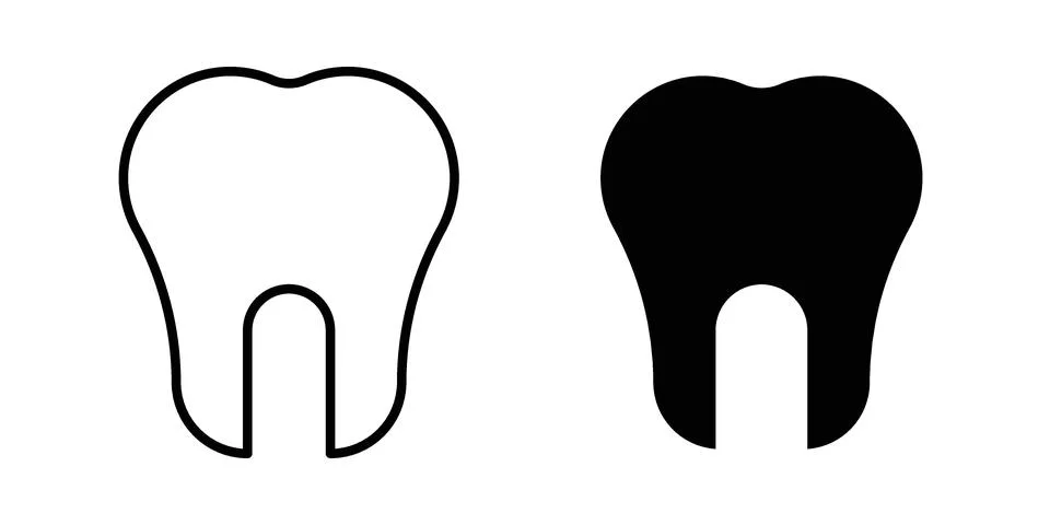 Tooth icon linear versions pack on white background Stock Illustration