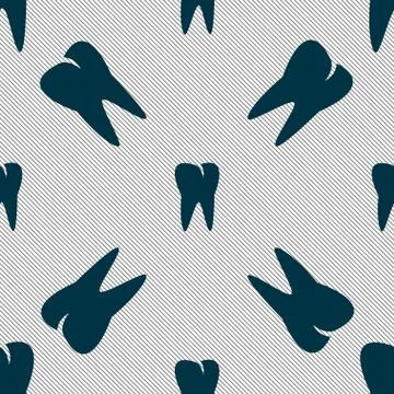 Tooth icon. Seamless pattern with geometric texture. Vector Stock Illustration