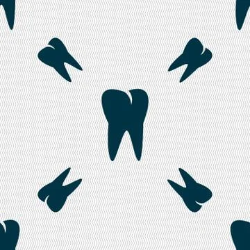 Tooth icon. Seamless pattern with geometric texture. Stock Illustration
