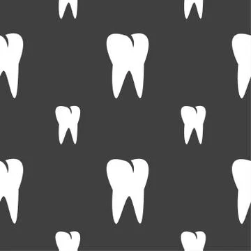 Tooth icon. Seamless pattern on a gray background. Vector Stock Illustration