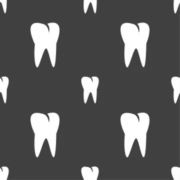 Tooth icon. Seamless pattern on a gray background. Stock Illustration