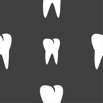 Tooth icon. Seamless pattern on a gray background. Illustrazione stock