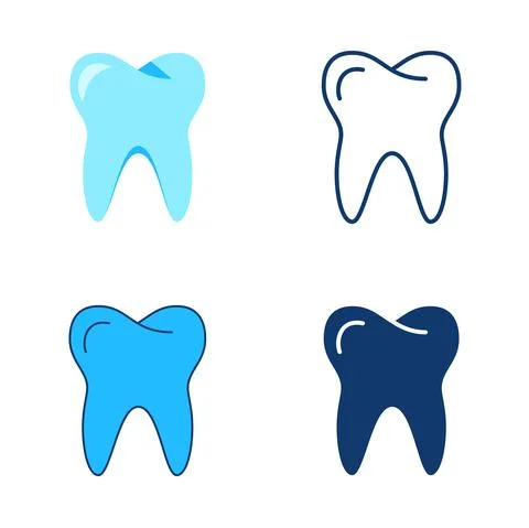 Tooth icon set in flat and line style Illustrazione stock