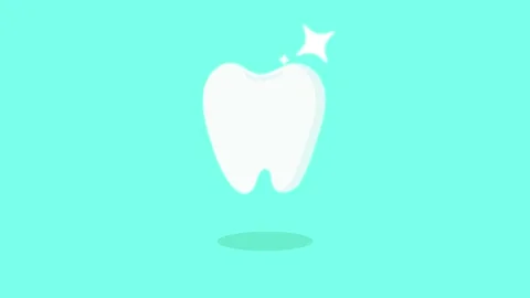 Tooth icon, sparkling clean teeth, animated healthy teeth with happy smilin.. Stock Footage 261841085