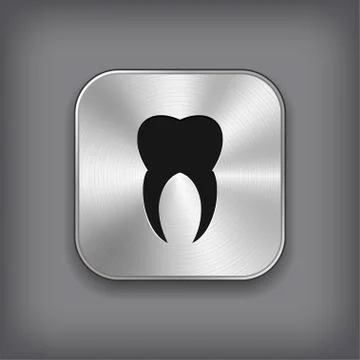 Tooth icon - vector metal app button Stock Illustration