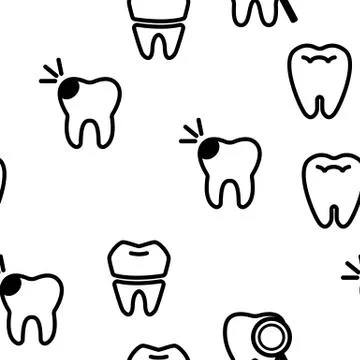 Tooth Icon Vector Seamless Pattern Stock Illustration