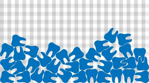 Tooth Icons Arranged In A Triangular Shape on a gingham pattern Background Stock Illustration