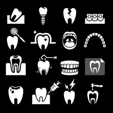 Tooth icons back Stock Illustration
