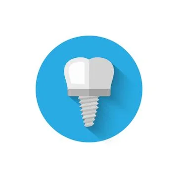 Tooth implant icon is isolated in a flat design style vector illustration Stock Illustration