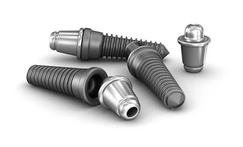 Tooth Implants set isolated on white background 3D illustration Stock Illustration