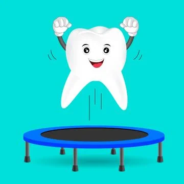 Tooth Jumping Trampoline Illustrazione stock