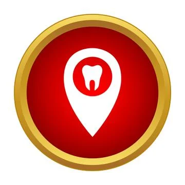 Tooth location pin identifying dental clinic map Stock Illustration