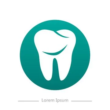 Tooth logo in green rectangle with shadow Dental Clinic Stock Illustration