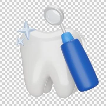 Tooth with mirror 3D icon Stock Illustration