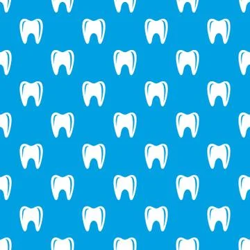 Tooth in mouth pattern vector seamless blue Stock Illustration