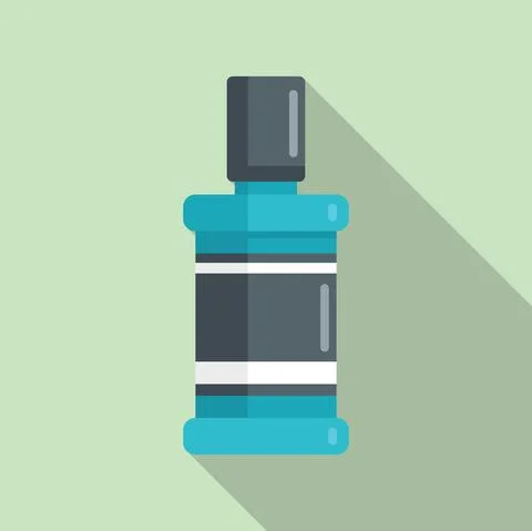 Tooth mouthwash icon flat vector. Bottle product Illustrazione stock