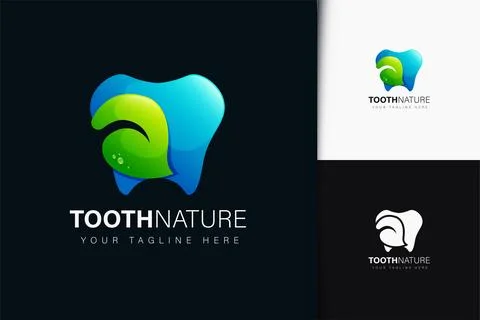 Tooth nature logo design with gradient Stock Illustration