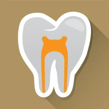 Tooth With Nerves Label Stock Illustration