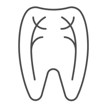 Tooth nerves thin line icon. Dentist vector illustration isolated on white Stock Illustration