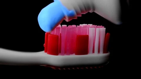 Tooth Paste and Brush Stock Footage 76178141