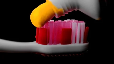 Tooth Paste and Brush Stock Footage 77417404