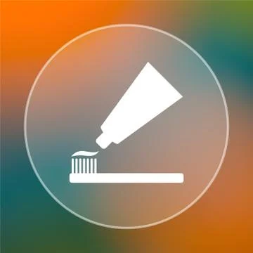 Tooth paste and brush icon. Internet button on colored  background.. Stock Illustration