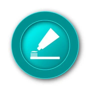  Tooth paste and brush icon. Internet button on white background. Stock Illustration