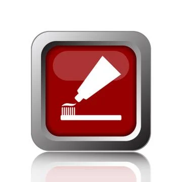Tooth paste and brush icon. Internet button on white background. Stock Illustration
