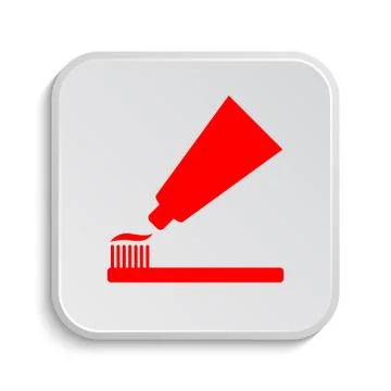Tooth paste and brush icon. Internet button on white background.. Stock Illustration