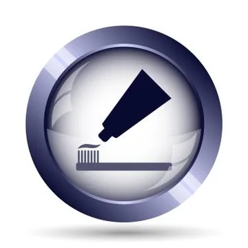 Tooth paste and brush icon. Internet button on white background.. Stock Illustration