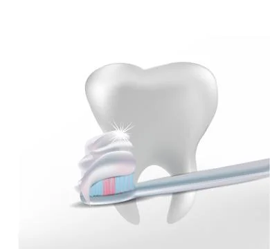 Tooth paste and brush Stock Illustration