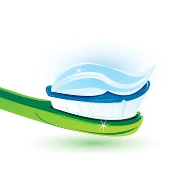 Tooth paste on brush Stock Illustration