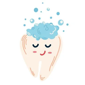 Tooth with paste. Clean happy cartoon tooth. Dental care. For children instru Stock Illustration