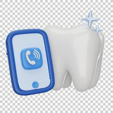 Tooth with phone 3D icon Stock Illustration