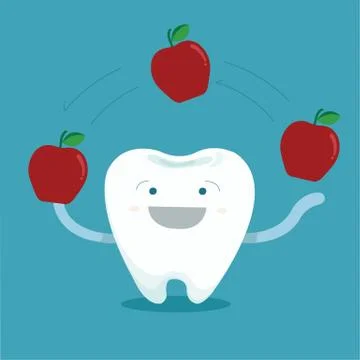 Tooth play magic of apple Stock Illustration