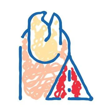 Tooth with problem and warning sign icon Stockillustratie