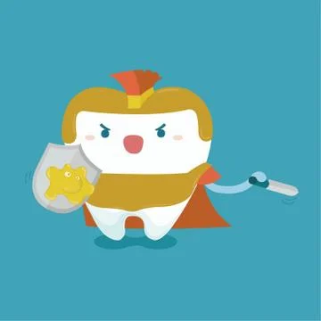 Tooth protect by warrior concept Stock Illustration