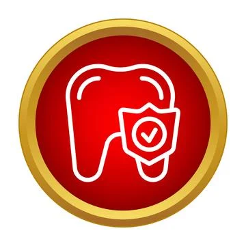 Tooth protection concept with shield and checkmark icon Stock Illustration