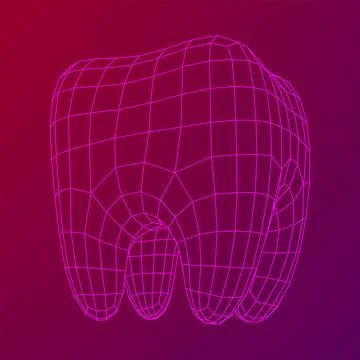 Tooth protection of enamel. Wireframe vector. 스톡 일러스트