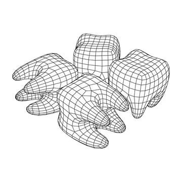 Tooth protection of enamel. Wireframe vector. Stock Illustration