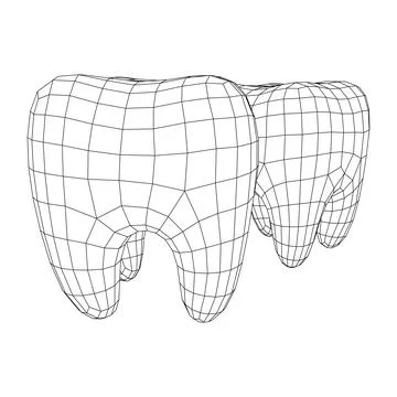 Tooth protection of enamel. Wireframe vector. Illustrazione stock