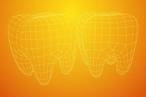 Tooth protection of enamel. Wireframe vector. 스톡 일러스트