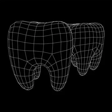 Tooth protection of enamel. Wireframe vector. Stock Illustration