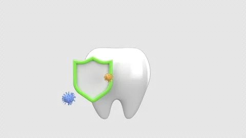 Tooth protection from harmful bacteria using shield symbolizing oral hygiene def Stock Footage 310672586