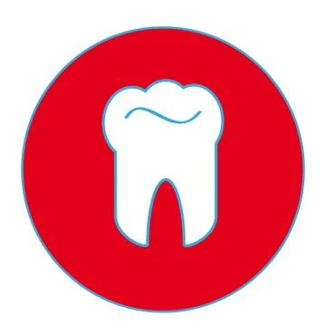 Tooth in red ring on white background Stock Illustration