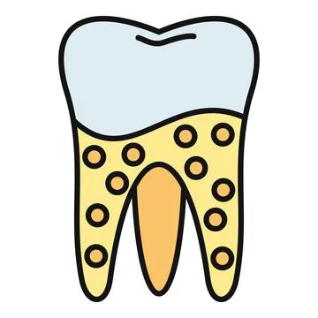 Tooth with root canals and surrounding bone Illustrazione stock