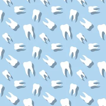 Tooth Seamless With Shadow Dentistry Pattern Stock Illustration