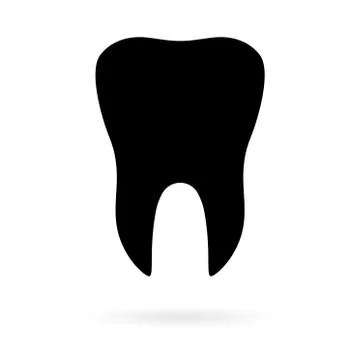 Tooth with shadow flat icon isolated on white background. Tooth vector illust Stock Illustration