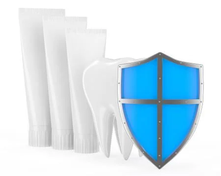 Tooth, shield, toothpaste Stock-Illustration